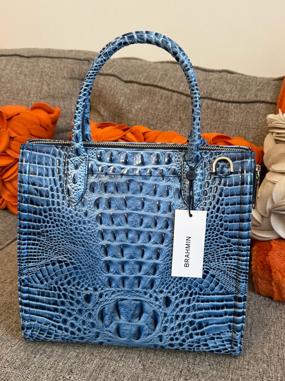 ❣️🆕Brahmin Caroline Blue Serenade Melbourne Genuine Leather Bag $345 MSRP❣️ - Picture 5 of 7